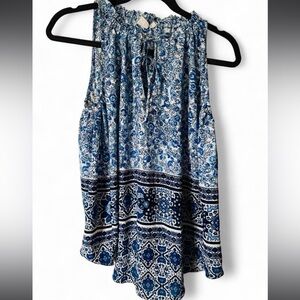 GAP Blue and White Floral Halter blouse with ties